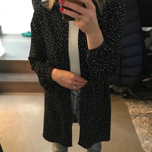 Frank & Oak Navy Polka Dot Shirt Dress - Picture 5 of 10